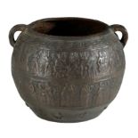 A GREEK ARCHAIC STYLE BRONZE TWO-HANDLED VASE