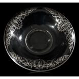 A GERMAN OR BOHEMIAN SILVER OVERLAID GLASS BOWL