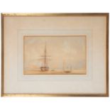 W. MASTERS (20TH CENTURY SCHOOL) A three-masted ship at low water