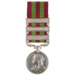 THREE CLASP INDIAN GENERAL SERVICE MEDAL TO PTE BEARDSMORE NORTHAMPTON REGT