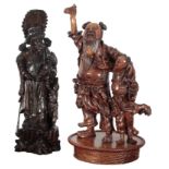 A CHINESE CARVED WOOD LAMP BASE