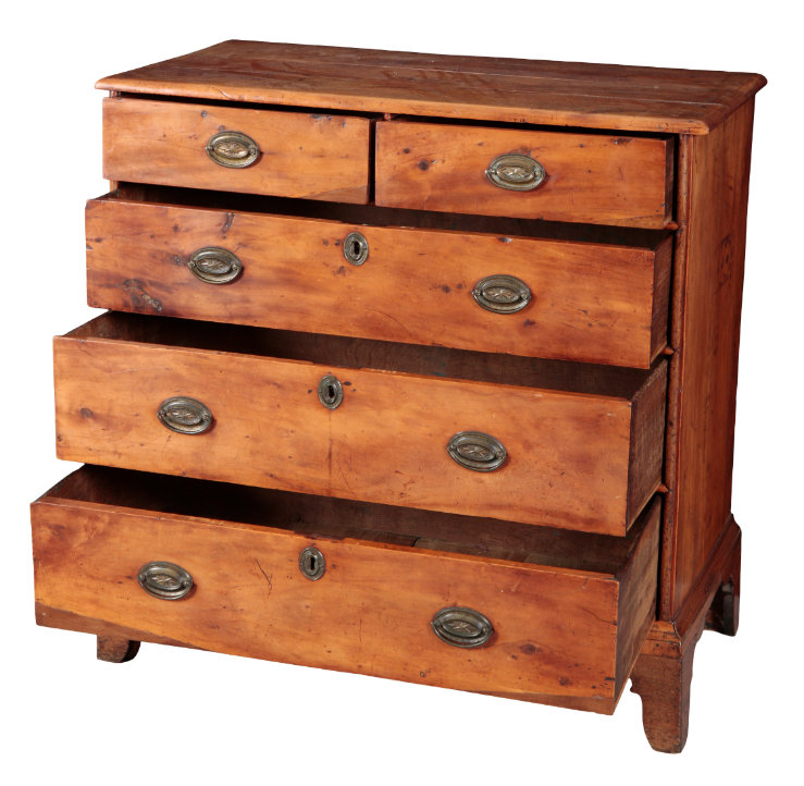 A LATE GEORGE III YEW WOOD CHEST OF DRAWERS - Image 2 of 2