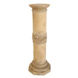 A WHITE MARBLE COLUMNAR PLINTH