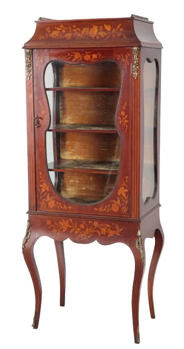 A LOUIS XV STYLE MAHOGANY AND MARQUETRY VITRINE - Image 2 of 3