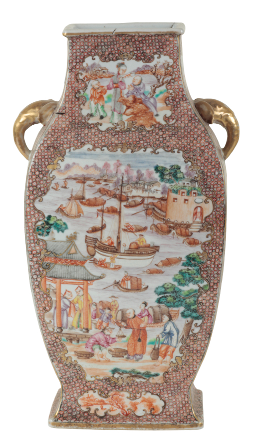 A PAIR OF CANTONESE PORCELAIN VASES - Image 2 of 3