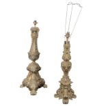 TWO SIMILAR CONTINENTAL BRASS ALTAR LAMPS