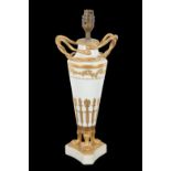 AN EARLY 19TH CENTURY CONTINENTAL PORCELAIN AND ORMOLU MOUNTED TABLE LAMP