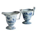 TWO CHINESE EXPORT PORCELAIN HELMET SHAPED JUGS