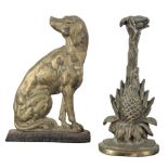 A BRASS DOORSTOP IN THE FORM OF A HOUND