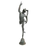 AFTER GIAMBOLOGNA (1529-1608) A PATINATED METAL FIGURE OF MERCURY