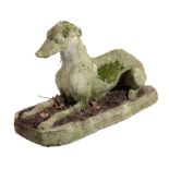 A RECONSTITUTED STONE GREYHOUND