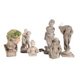 A GROUP OF SIX GARDEN SCULPTURES