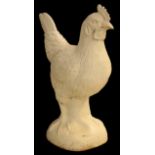 A LARGE CAST IRON AND WHITE-PAINTED CHICKEN