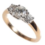 A THREE STONE DIAMOND RING