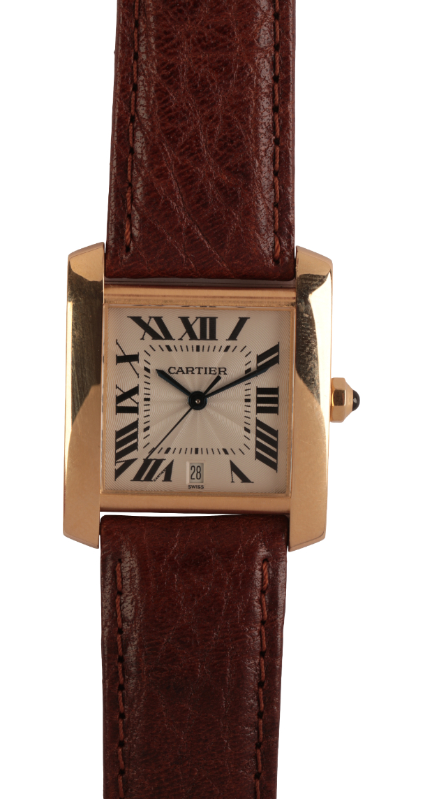 CARTIER TANK FRANÃ‡AISE: A GENTLEMAN'S 18CT GOLD WRISTWATCH