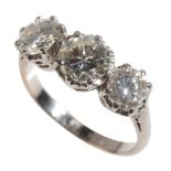 A THREE STONE DIAMOND RING