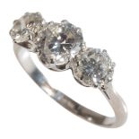 A THREE STONE DIAMOND RING