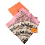 HERMES: A PINK AND WHITE SILK SCARF