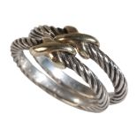 DAVID YURMAN: A PAIR OF SILVER AND 14K GOLD MOUNTED CABLE TWIST BANDS
