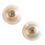 A PAIR OF CULTURED PEARL EAR STUDS