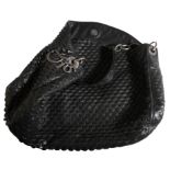 CHRISTIAN DIOR: A LADY'S BLACK LEATHER SHOULDER BAG