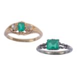 AN EMERALD AND DIAMOND RING