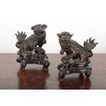 A PAIR OF CHINESE MING STYLE BRONZE DOGS OF FO