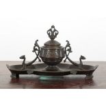 A 19TH CENTURY BRONZE INKWELL