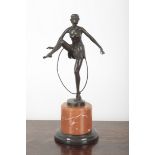 AFTER DOMINIQUE ALONZO (act.1910-1930) A BRONZE FIGURE OF A DANCER AND HOOP