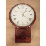 AN EARLY VICTORIAN MAHOGANY DROP DIAL CLOCK BY EDWIN CLARK OF LONDON