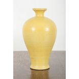 A CHINESE PORCELAIN YELLOW GROUND BALUSTER VASE