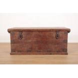 AN 18TH CENTURY IRON BOUND CAMPHORWOOD MARITIME TRUNK