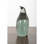 A WHITEFRIARS GREEN GLASS PENGUIN PAPERWEIGHT