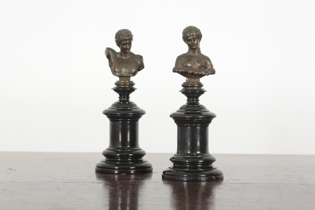 AFTER THE ANTIQUE, TWO BRONZE BUSTS