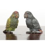 TWO SIMILAR COLD PAINTED BRONZE MACAWS