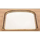 A FAUX TORTOISESHELL AND GILTWOOD OVERMANTEL MIRROR