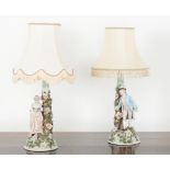 A PAIR OF THURINGIAN PORCELAIN TABLE LAMPS