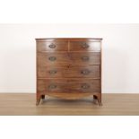 AN EDWARDIAN MAHOGANY BOWFRONT CHEST OF DRAWERS