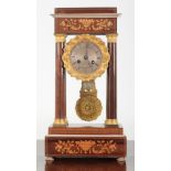 A ROSEWOOD AND MARQUETRY PORTICO CLOCK