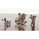 A GROUP OF THREE AUSTRIAN COLD PAINTED BRONZE PUGS