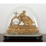 A FRENCH GILT SPELTER MANTEL CLOCK