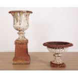 TWO CAST IRON PLANTERS OF URN FORM