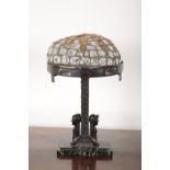 A CONTINENTAL ARTS AND CRAFTS BRONZE TABLE LAMP