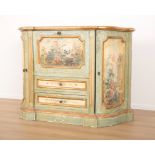A LOUIS XV STYLE PAINTED AND PARCEL GILT SIDEBOARD