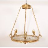 AN EMPIRE STYLE GILT METAL HANGING LIGHT