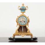 A 19TH CENTURY FRENCH ORMOLU AND PORCELAIN MOUNTED MANTEL CLOCK