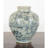 A CHINESE PORCELAIN BLUE & WHITE BULBOUS VASE