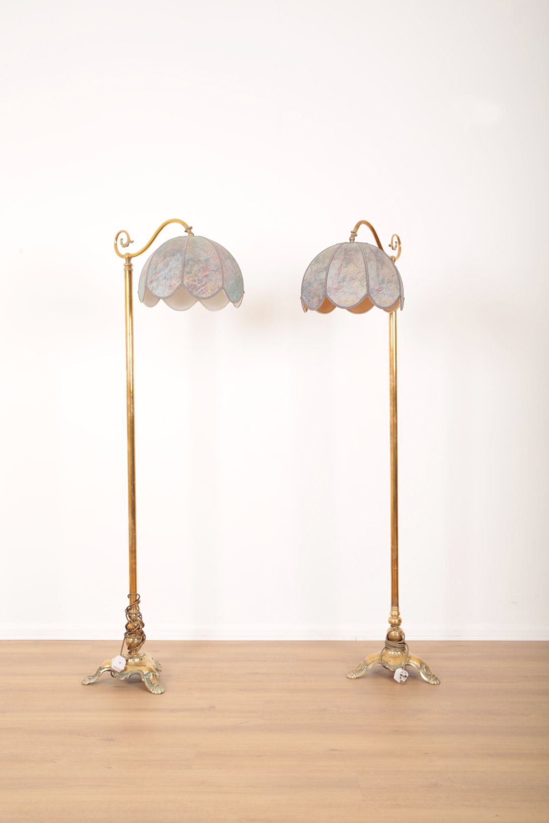 A PAIR OF BRASS STANDARD LAMPS