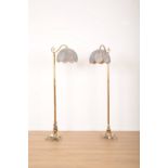 A PAIR OF BRASS STANDARD LAMPS