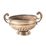 AN EDWARD VII SILVER TWO HANDLED ROSE BOWL